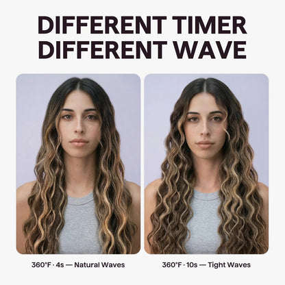 Power Wave Hair Crimper & Curling Wand for Beach Waves with Ionic Technology, Dual Voltage & Lightweight Design, Reducing Frizz & Damage, Perfect for Travel