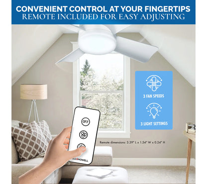 Bell & Howell 2-in-1 Socket Ceiling 3 Speed Fan & LED Light with Remote