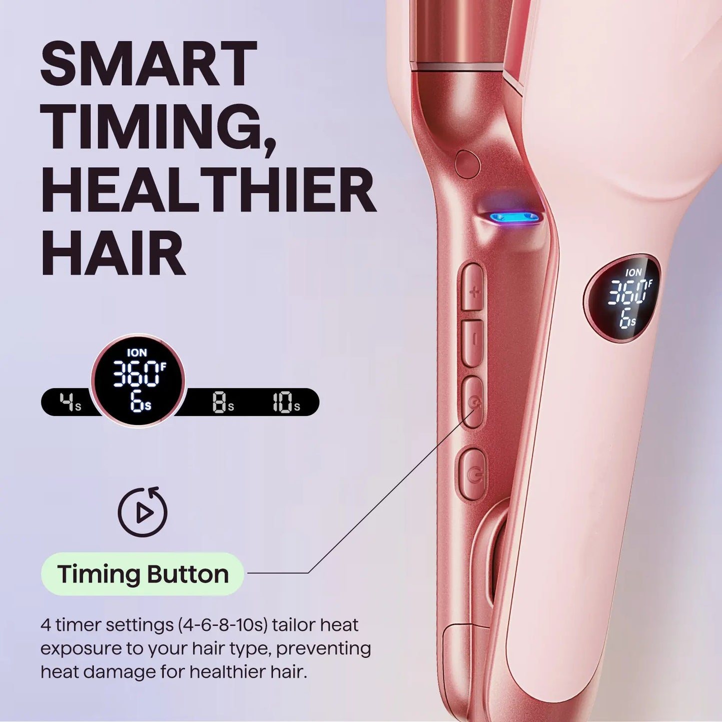 Power Wave Hair Crimper & Curling Wand for Beach Waves with Ionic Technology, Dual Voltage & Lightweight Design, Reducing Frizz & Damage, Perfect for Travel