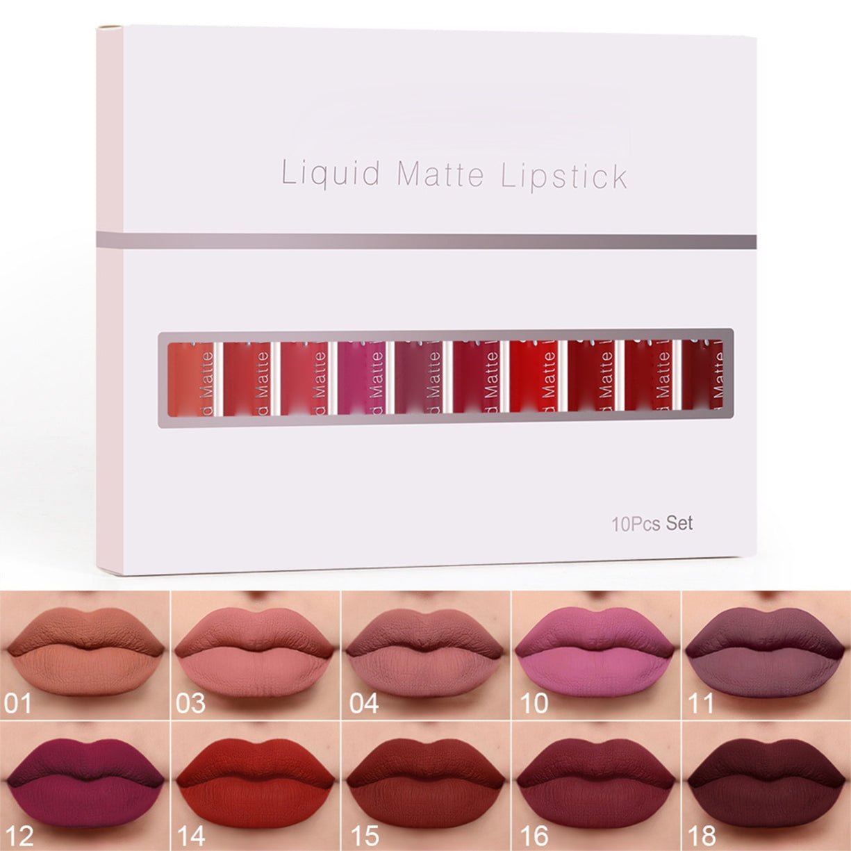 ⏳LAST DAY SALE 50% OFF !!📢10Pcs Matte Waterproof Long Lasting Lip Gloss