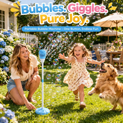✨ One-Button Bubble Machine – LED Lights, Day & Night Fun, for Kids & Parties