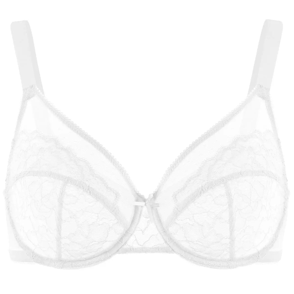 💜Enchante Floral Lace Plus Size Underwire Unlined Unpadded Minimizer Full Coverage Bra Women's Wear Comfortable Breathable Mesh Cup