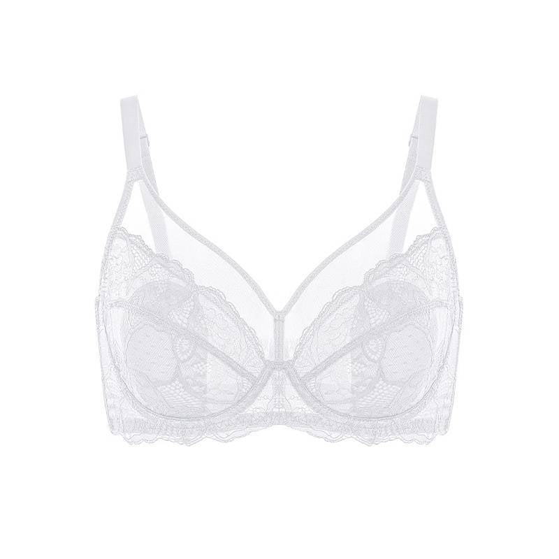 💜Enchante Floral Lace Plus Size Underwire Unlined Unpadded Minimizer Full Coverage Bra Women's Wear Comfortable Breathable Mesh Cup