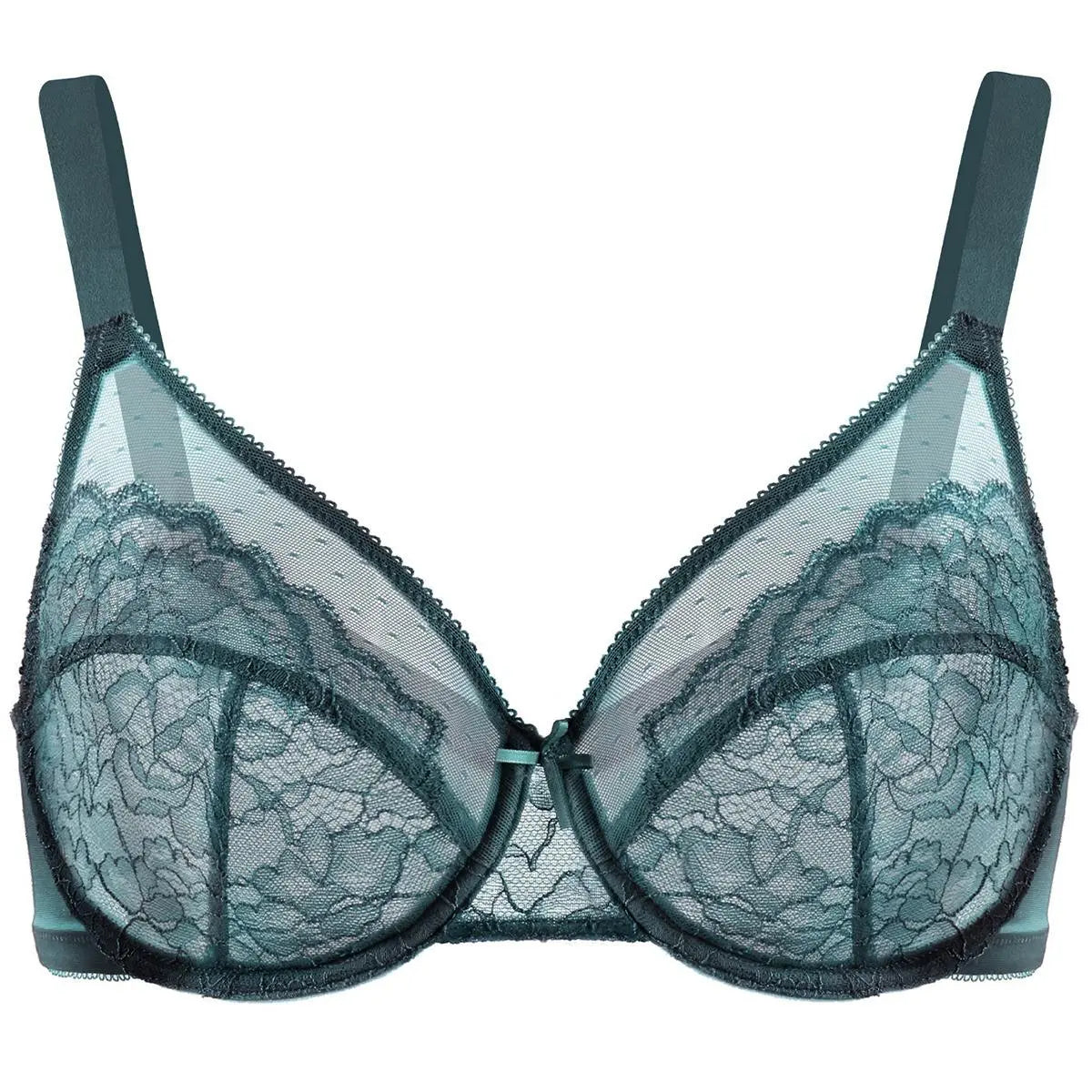 💜Enchante Floral Lace Plus Size Underwire Unlined Unpadded Minimizer Full Coverage Bra Women's Wear Comfortable Breathable Mesh Cup