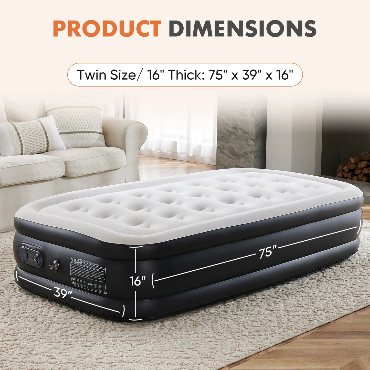 Portable air mattress with a built-in high-capacity air pump, double-layer raised design, and non-slip bottom; supports up to 660 pounds; ideal for camping and home use