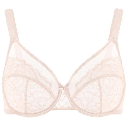 💜Enchante Floral Lace Plus Size Underwire Unlined Unpadded Minimizer Full Coverage Bra Women's Wear Comfortable Breathable Mesh Cup