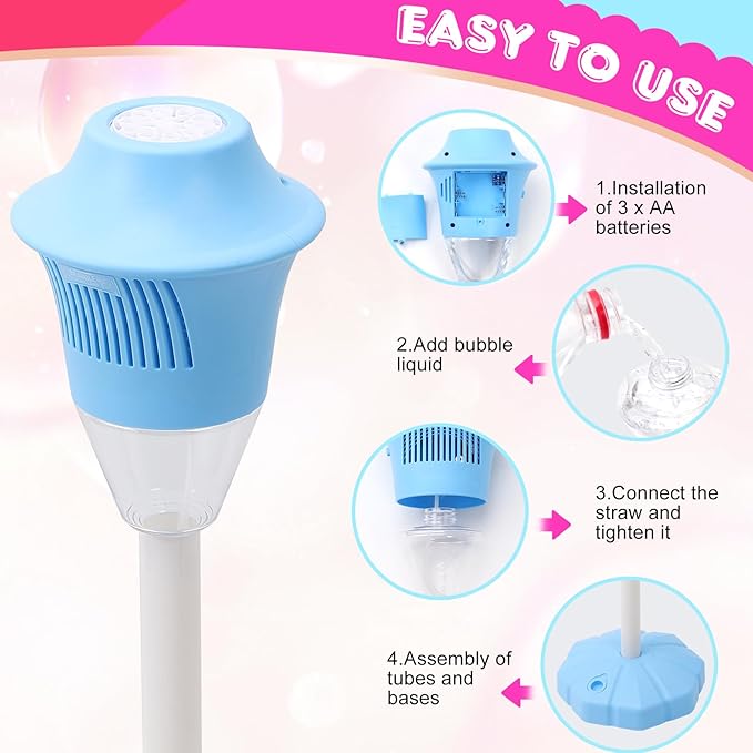 ✨ One-Button Bubble Machine – LED Lights, Day & Night Fun, for Kids & Parties