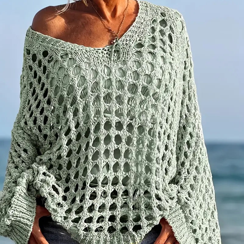 👚 50% OFF NOW! 🌸 Women's Crochet Knit Top – Stylish Open-Knit, Relaxed Fit & Breathable ☀️