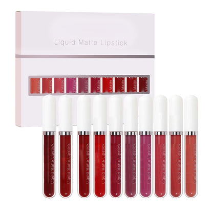 ⏳LAST DAY SALE 50% OFF !!📢10Pcs Matte Waterproof Long Lasting Lip Gloss
