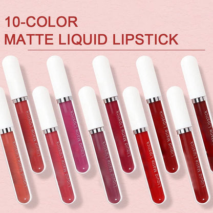 ⏳LAST DAY SALE 50% OFF !!📢10Pcs Matte Waterproof Long Lasting Lip Gloss
